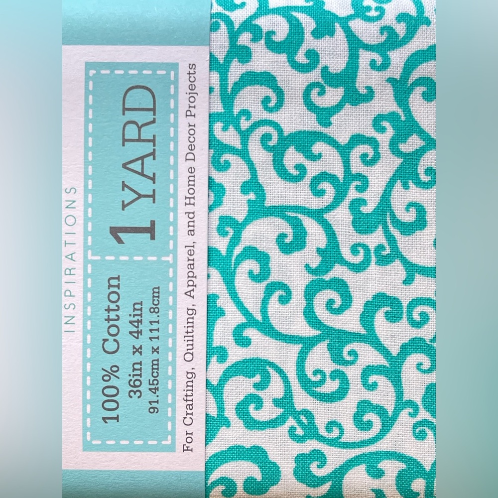 ✨$10 OFF $40✨ Waverly Cotton Fabric Turquoise and White Scroll Sewing Quilting
